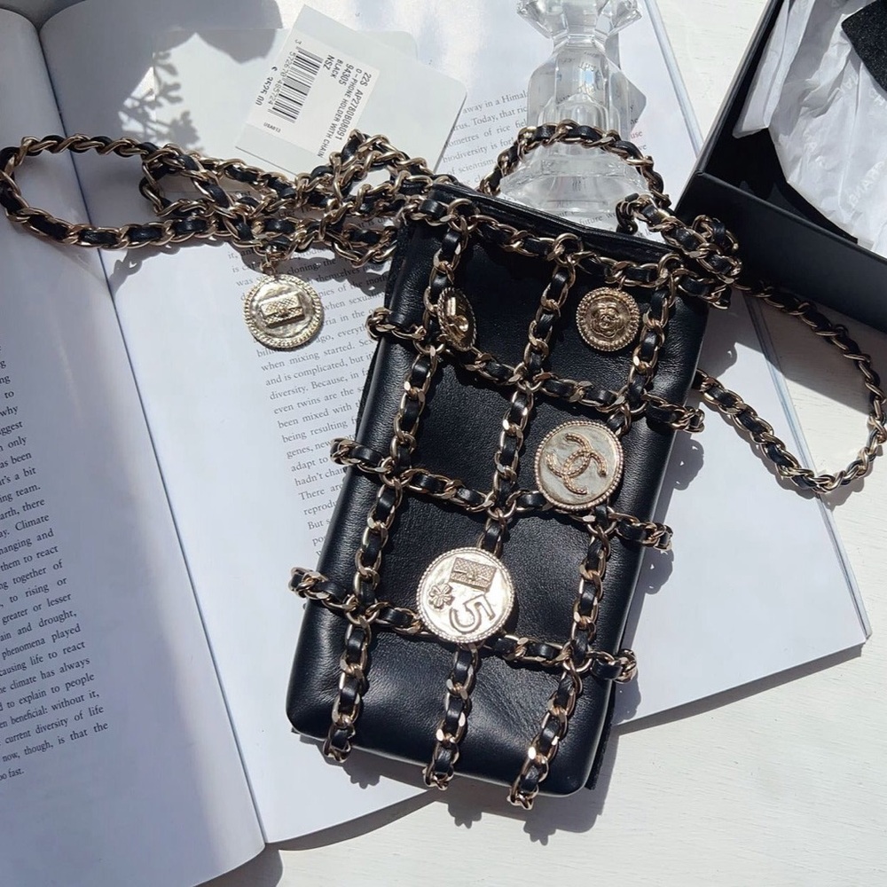 Chanel Coin Medallion Clutch With Chain Lambskin New
